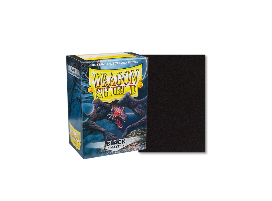 DRAGON SHIELD STANDARD SIZE MATTE SLEEVES - BLACK (100 SLEEVES)